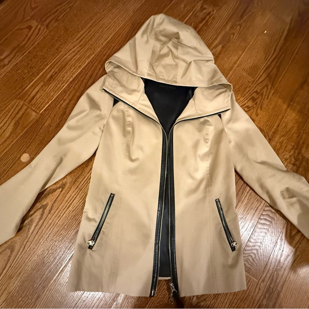 Mackage leather trimmed Trench Coat with Hood